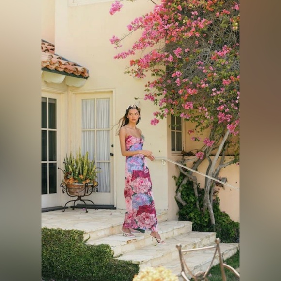 Hutch Julietta Strapless Chiffon Side-Slit Column Gown Size 10 Anthropologie - Picture 8 of 13